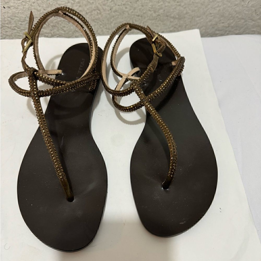 Pelle Moda Chocolate Crystal Rhinestone Sandals